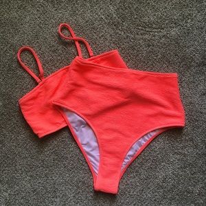 CUPSHE Neon Pink High-Waisted Bikini